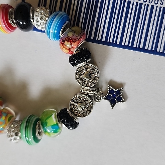 Green and Blue Charm Bracelet with Decorative Beads - Picture 3 of 3